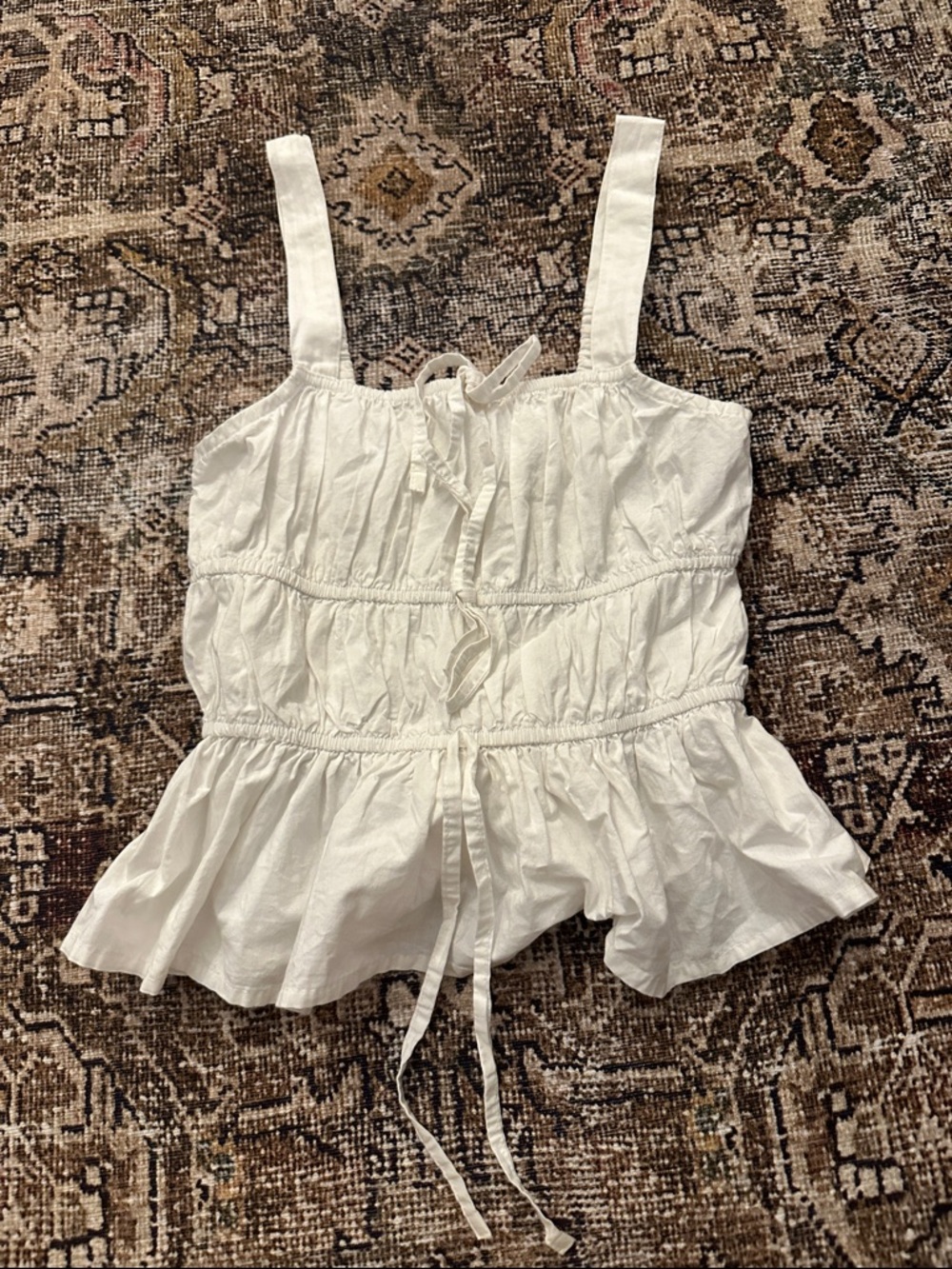 White Women's Peplum Tie-Front Tank Top